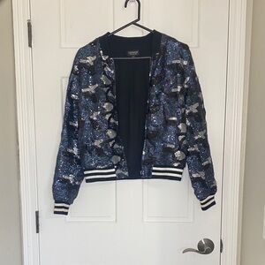 Topshop Glittering Camo Bomber Jacket -